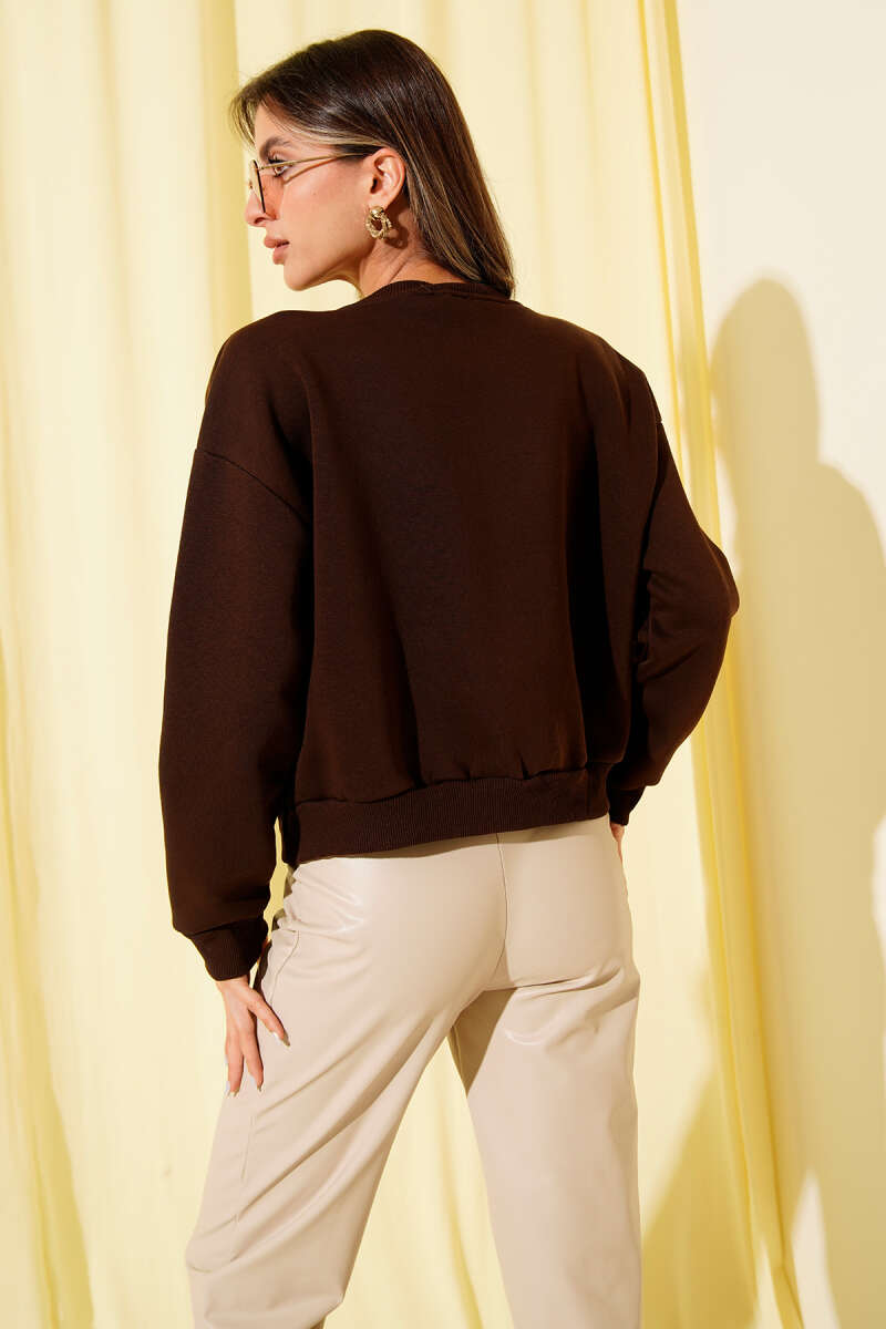 Limon Nakışlı Üç İplik Sweatshirt