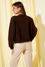 Limon Nakışlı Üç İplik Sweatshirt