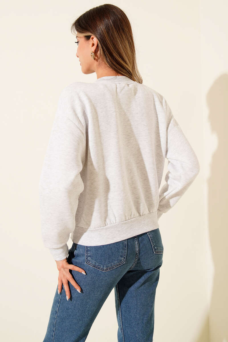 Limon Nakışlı Üç İplik Sweatshirt