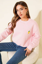 Limon Nakışlı Üç İplik Sweatshirt