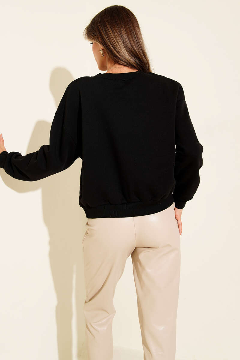 Limon Nakışlı Üç İplik Sweatshirt