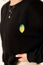 Limon Nakışlı Üç İplik Sweatshirt