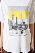 London Baskılı Oversize T-shirt