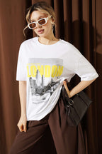 London Baskılı Oversize T-shirt