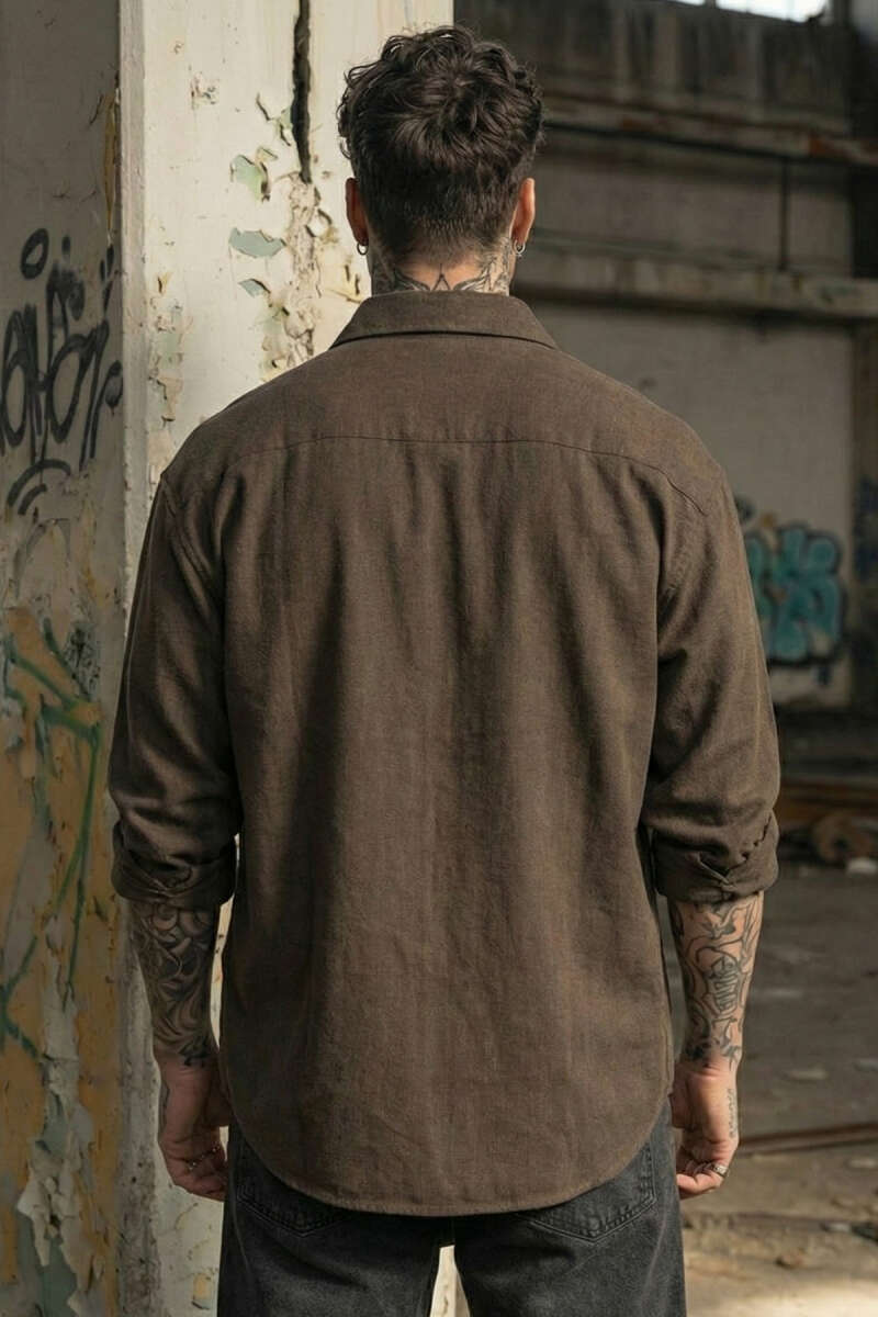 Loose Fit Gabardin Erkek Gömlek