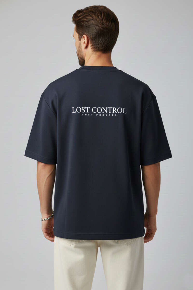 Lost Control Baskılı Erkek T-shirt Lacivert