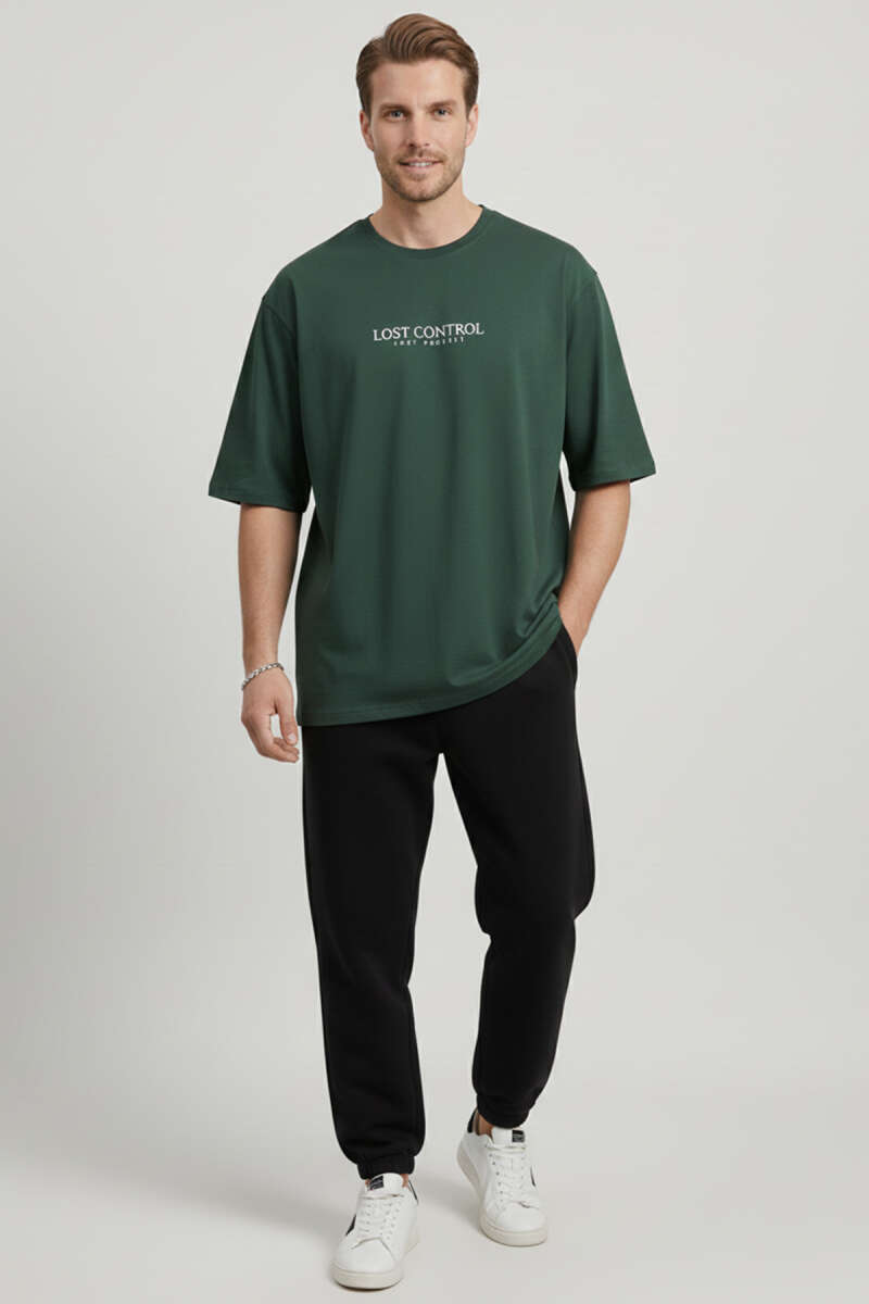 Lost Control Baskılı Erkek T-shirt Nefti