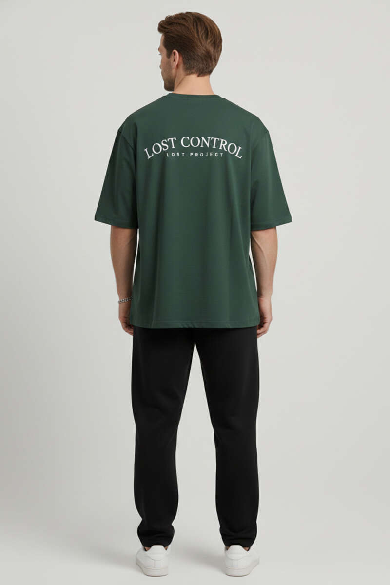 Lost Control Baskılı Erkek T-shirt Nefti