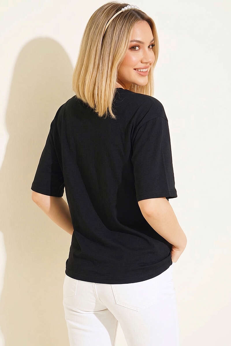 Love Baskılı T-shirt Siyah