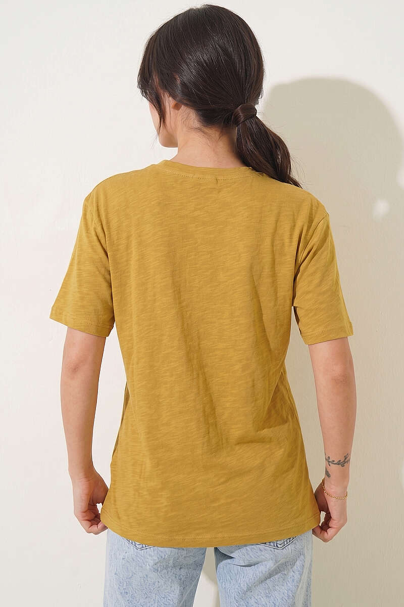 Love Baskılı T-shirt Yağ Yeşili