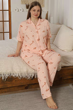 Love Yazılı Düğmeli Büyük Beden Pijama Takımı Yavru Ağzı