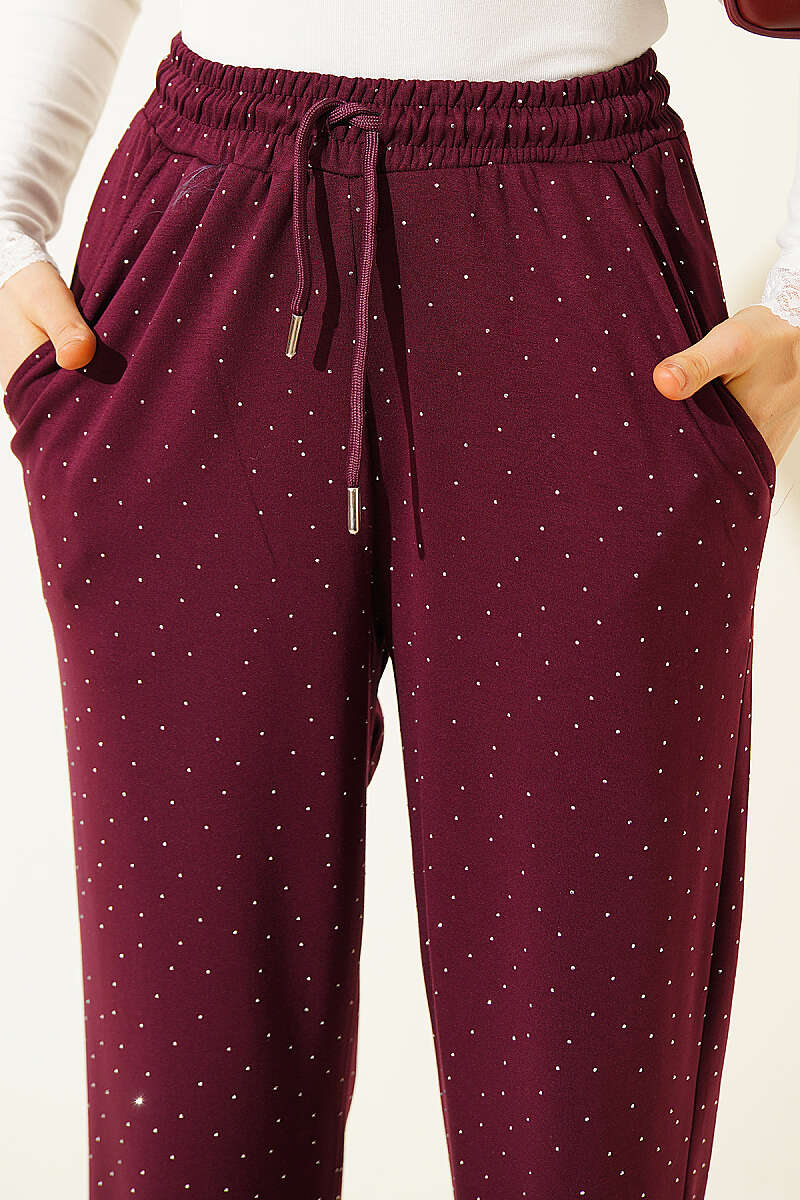 Loyşa Bel Lastikli Mini Taşlı Pantolon