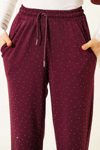Loyşa Bel Lastikli Mini Taşlı Pantolon