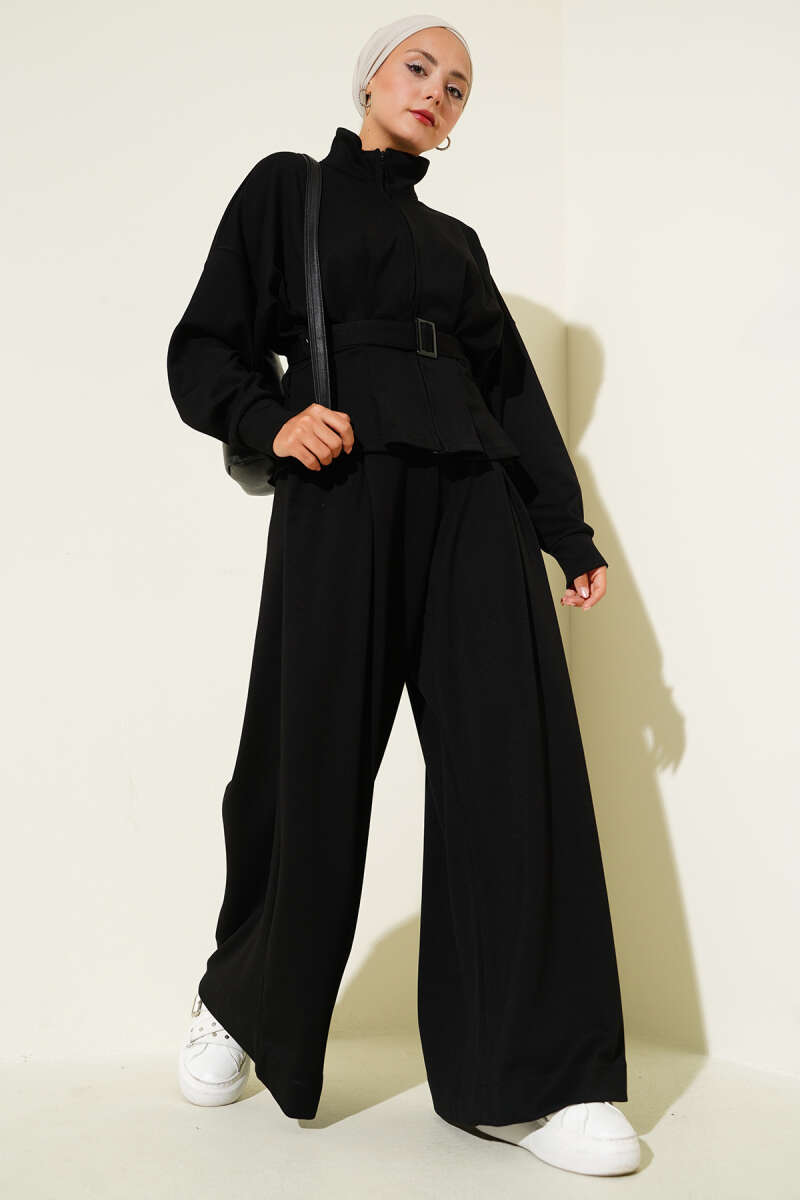 Lyocell Waist Cuffed Belted Double Suit