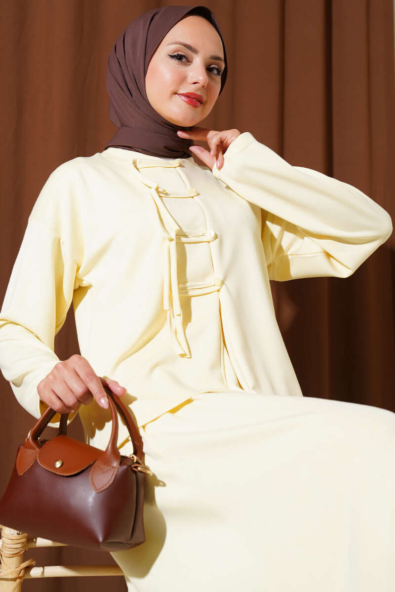 Lyocell Brit Buttoned Skirt Double Set