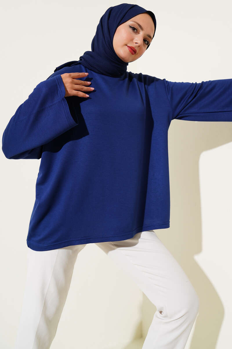 Loyşa Düşük Omuz Basic Tunik Lacivert