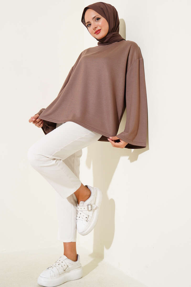Loyşa Düşük Omuz Basic Tunik Vizon