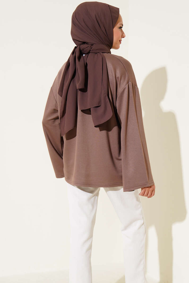 Loyşa Düşük Omuz Basic Tunik Vizon