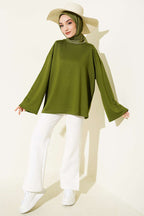 Loyşa Düşük Omuz Basic Tunik Yeşil