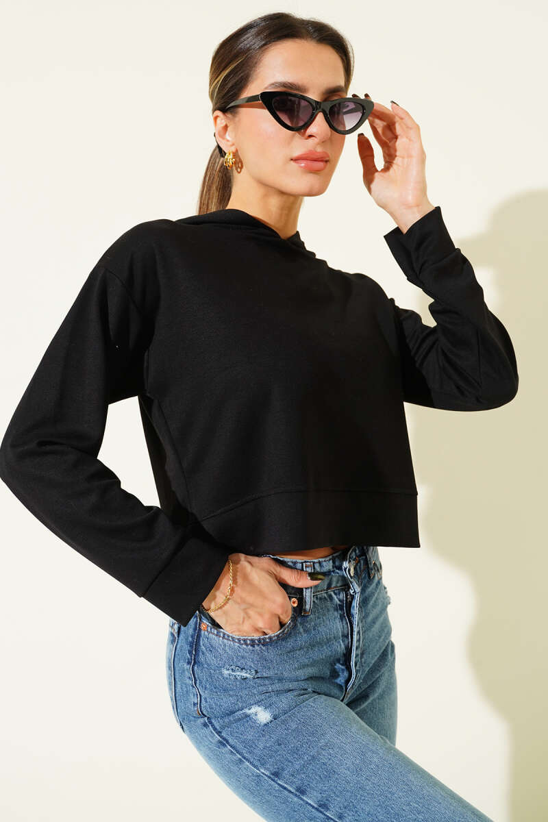 Loyşa Kapüşonlu Kısa Sweatshirt