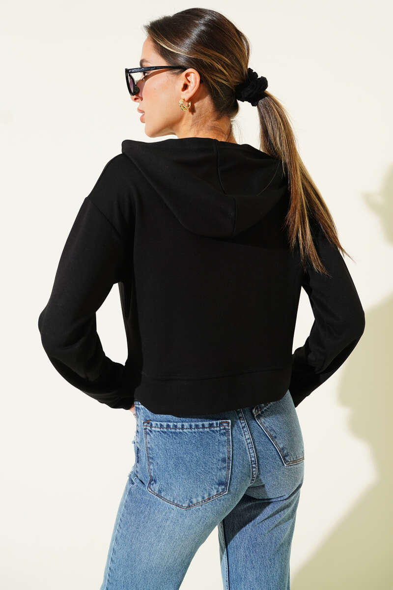 Loyşa Kapüşonlu Kısa Sweatshirt
