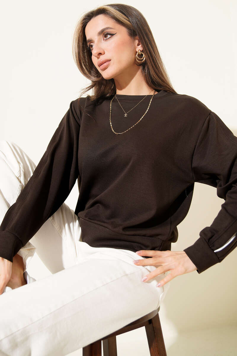 Loyşa Kol Detaylı Sweatshirt Acı Kahve