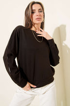 Loyşa Kol Detaylı Sweatshirt Acı Kahve