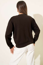 Loyşa Kol Detaylı Sweatshirt Acı Kahve