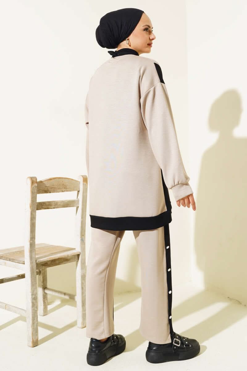 Loyşa Metal Düğme Detay İkili Takım