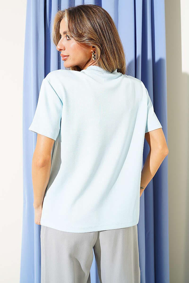 Loyşa Omuz Dikişli T-shirt Buz Mavisi