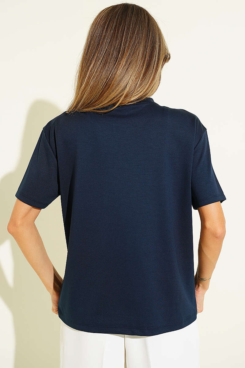 Loyşa Omuz Dikişli T-shirt Lacivert