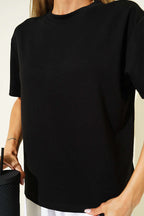 Loyşa Omuz Dikişli T-shirt Siyah