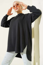 Loyşa Oval Kesim Oversize Tunik