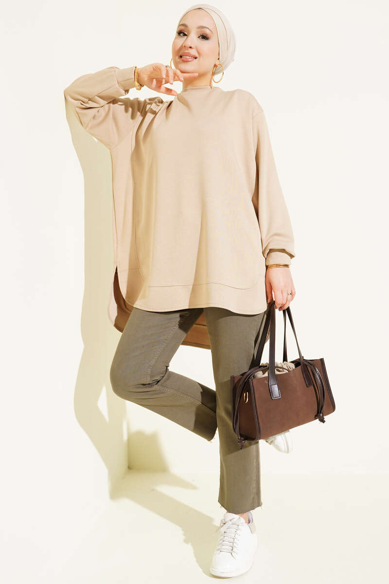 Loyşa Oval Kesim Oversize Tunik