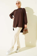 Loyşa Oval Kesim Oversize Tunik