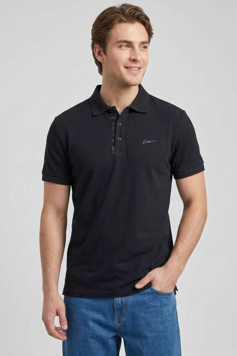 Loyşa Polo Yaka Erkek T-shirt Siyah