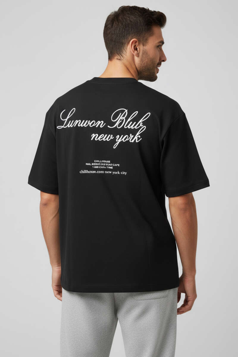 Lunuon Baskılı Erkek T-shirt Siyah