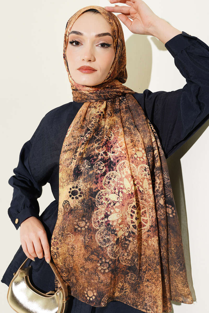 Mandala Desen Bambu Kraş Şal