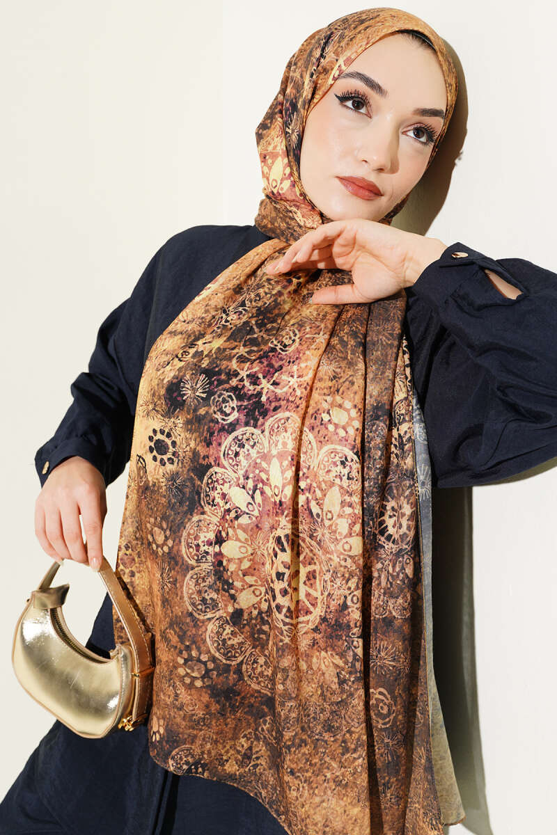 Mandala Desen Bambu Kraş Şal