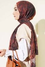 Mandala Desen Bambu Kraş Şal Kiremit