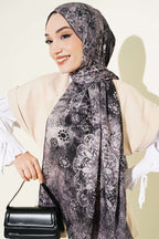 Mandala Desen Bambu Kraş Şal Siyah