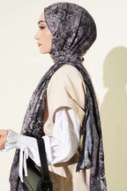 Mandala Desen Bambu Kraş Şal Siyah