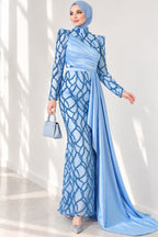 Draped, Beaded and Sequinned Evening Dress