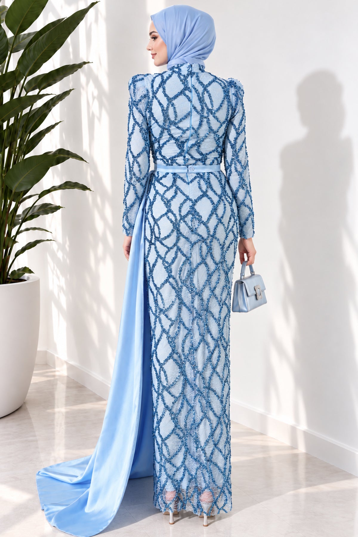 Draped, Beaded and Sequinned Evening Dress