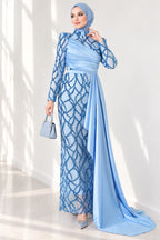 Draped, Beaded and Sequinned Evening Dress