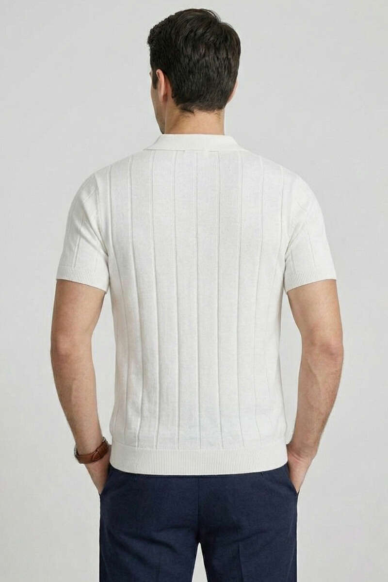 Merserize Önü Düğmeli Erkek T-shirt