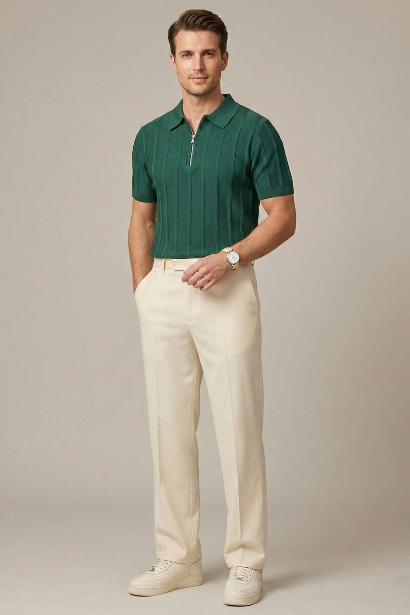 Merserize Polo Yaka Erkek T-shirt Nefti