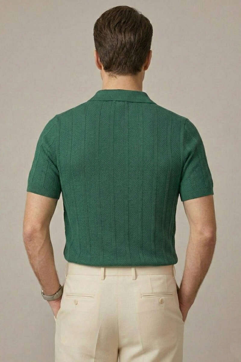 Merserize Polo Yaka Erkek T-shirt Nefti