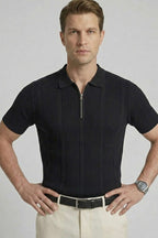 Merserize Polo Yaka Erkek T-shirt Siyah