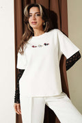 Midilli Nakışlı Modal T-shirt